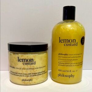 Philosophy LEMON CUSTARD Jumbo Shower Gel & Cloud Cream Set 16 Oz/ea) NEW/SEALED